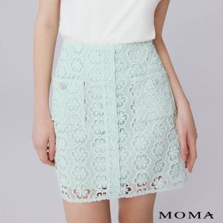 【MOMA】清新A-Line蕾絲繡花短裙(淺綠色)