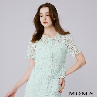 【MOMA】清新蕾絲繡花短袖外套(淺綠色)