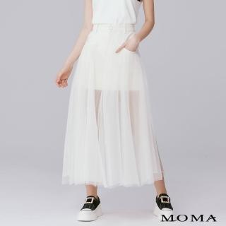 【MOMA】個性牛仔剪接網紗裙(兩色)