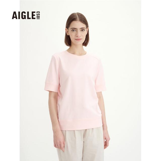 【AIGLE】女 抗UV快乾短袖T恤(AG-3P272A028 櫻花粉)
