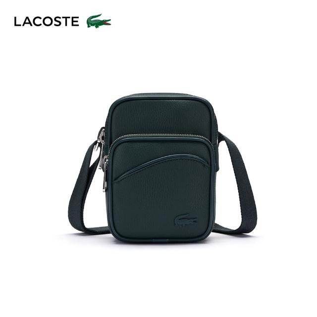 【LACOSTE】包款-Angy粒面皮革肩背包(墨綠色)
