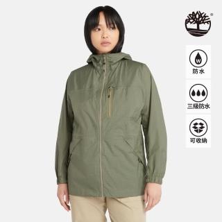 【Timberland】女款灰綠色防水可收納運動外套(A5PF6590)