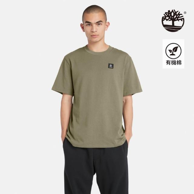 【Timberland】男款灰綠色短袖休閒T恤(A42P5590)