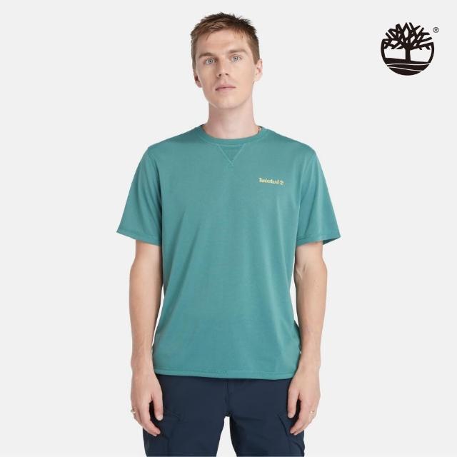 【Timberland】男款藍綠色抗UV 短袖T恤(A5YZ7CL6)