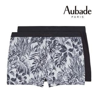 【Aubade】二件組長版頂級莫代爾棉 法國進口 彈性四角男褲 平口褲(黑葉-2411)