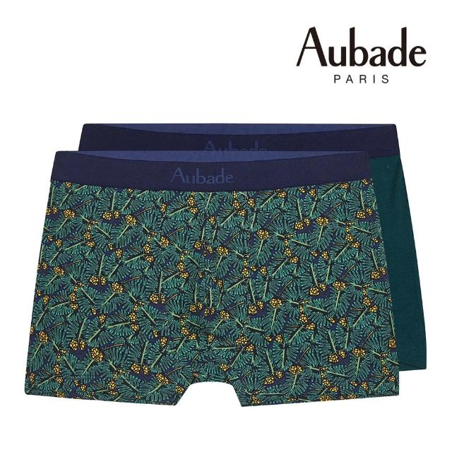 【Aubade】二件組長版頂級莫代爾棉 法國進口 彈性四角男褲 平口褲(綠植-2412)