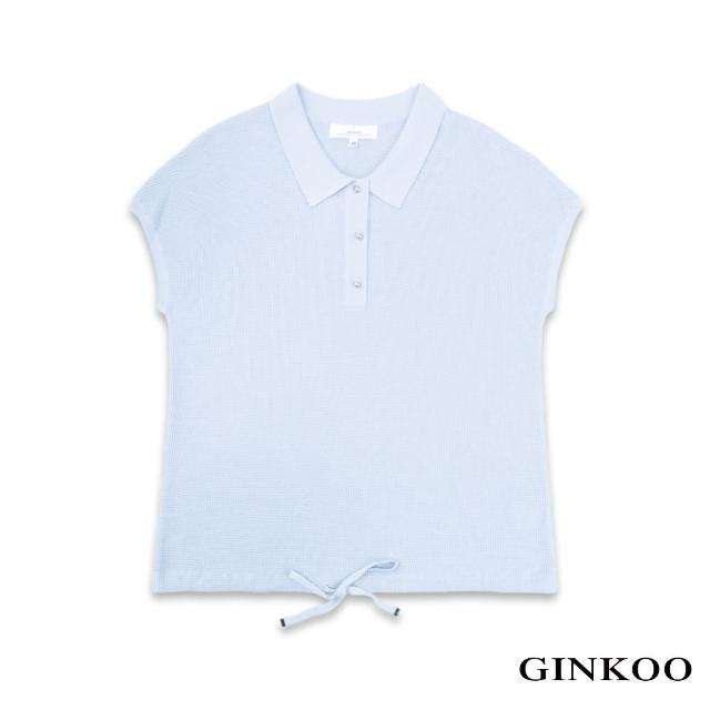 【GINKOO 俊克】襯衫領綁帶針織上衣