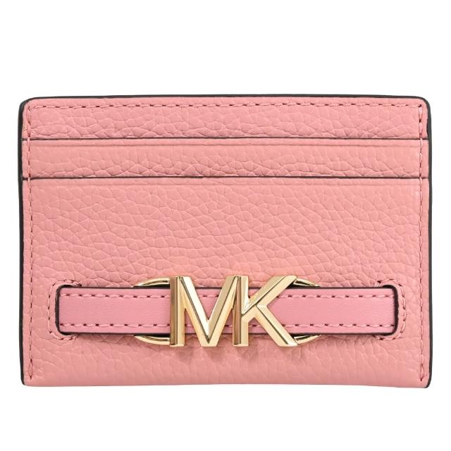 【Michael Kors】簡約金屬MK LOGO信用卡名片夾隨身卡夾(玫瑰粉)