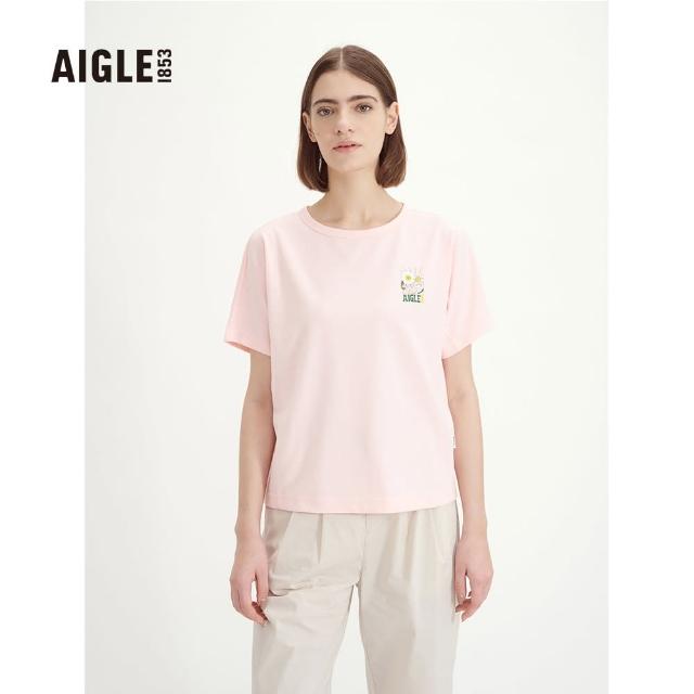 【AIGLE】女 抗UV快乾短袖T恤(AG-3P271A028 櫻花粉)