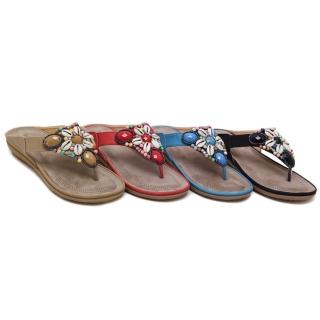 【Taroko】波西米亞貝殼海灘風大尺碼夾腳平底拖鞋(4色可選)