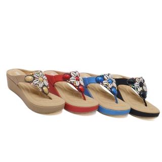 【Taroko】夏季貝殼海灘風大尺碼夾腳坡跟拖鞋(4色可選)