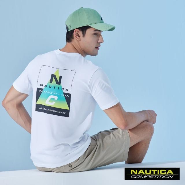 【NAUTICA】男裝 COMPETITION品牌LOGO漸層圖騰短袖T恤(白色)