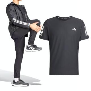 【adidas 愛迪達】OWN The Run 男款 黑白色 上衣 運動 訓練 健身 慢跑 吸濕排汗 反光 短袖 IN1500