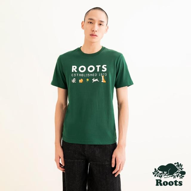 【Roots】Roots 男裝- ROOTS ESTABLISHED修身短袖T恤(深綠色)