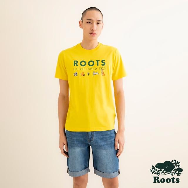【Roots】Roots 男裝- ROOTS ESTABLISHED修身短袖T恤(黃色)