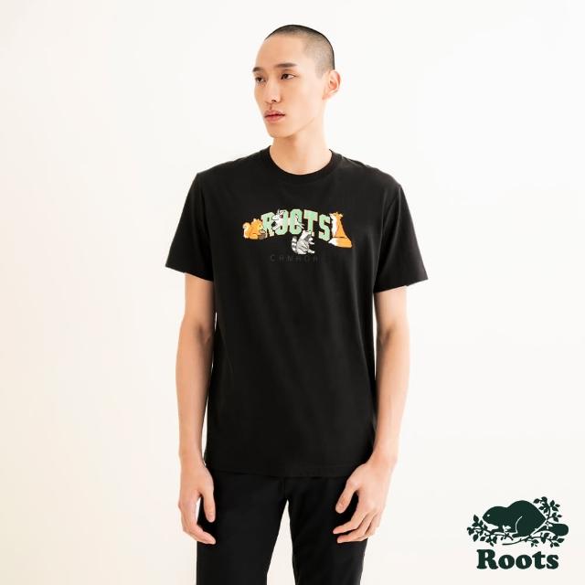 【Roots】Roots 男裝- PIXEL ANIMAL 短袖T恤(黑色)