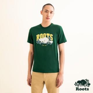【Roots】Roots 男裝- PIXEL COOPER BEAVER修身短袖T恤(深綠色)