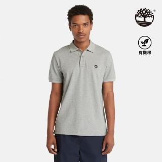 【Timberland】男款中灰色休閒短袖Polo衫(A62T5052)