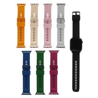 【Watchband】Apple Watch 全系列通用錶帶 蘋果手錶矽膠錶帶(紫紅/黃/淺粉/淺灰/深綠/深藍/黑/古董白色)