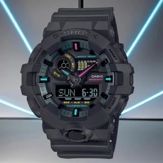 【CASIO 卡西歐】G-SHOCK 虛擬世界 霓虹科幻雙顯手錶(GA-700MF-1A)