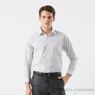 【ROBERTA 諾貝達】男裝 修身灰色條紋長袖襯衫(休閒商務款)