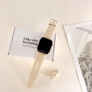 【Watchband】Apple Watch 全系列通用錶帶 蘋果手錶替用錶帶 同色扣頭及連接器 矽膠錶帶(古董白色)