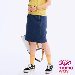 【mamaway 媽媽餵】針織剪接牛仔孕婦裙(藍色)