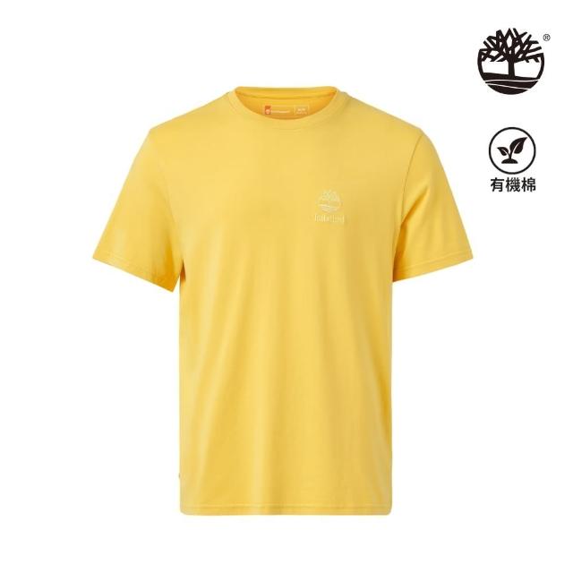 【Timberland】男款亮黃色健行圖案短袖T恤(A42YUEG4)