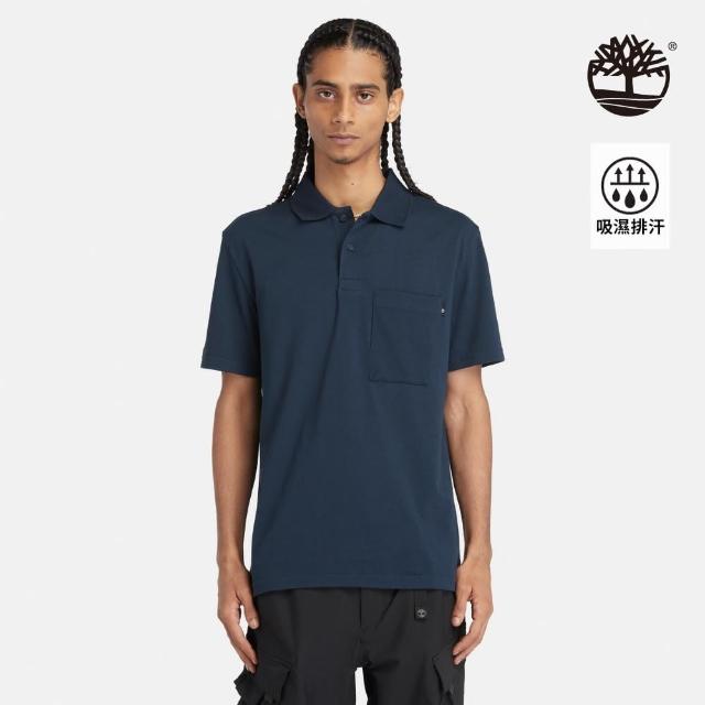 【Timberland】男款深寶石藍 TimberCHILL 涼爽科技抗UV 短袖 Polo衫(A6427433)