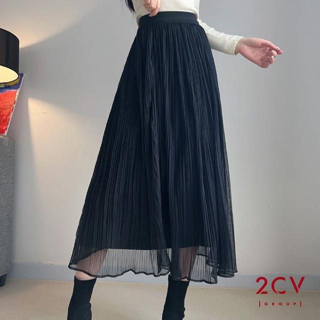【2CV】現貨 唯美細褶鬆緊網紗長裙VD010