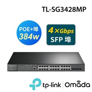 【TP-Link】TL-SG3428MP 28埠 24埠Gigabit RJ45+4埠SFP L2+ 網管型/管理型PoE switch交換器(384W)