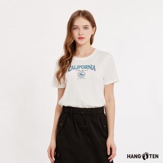 【Hang Ten】女裝-舒爽棉吸濕快乾印花休閑短袖T恤(奶白)