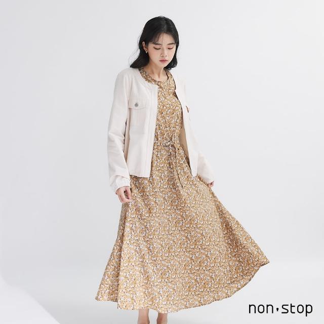 【non-stop】復古碎花綁帶長洋裝-2色