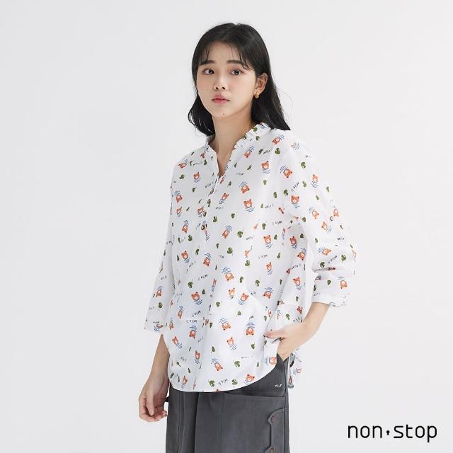 【non-stop】可愛小熊荷葉領襯衫-2色