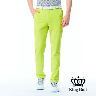【KING GOLF】實體同步款-男款素面百搭彈力修身休閒長褲/高爾夫球長褲(綠色)