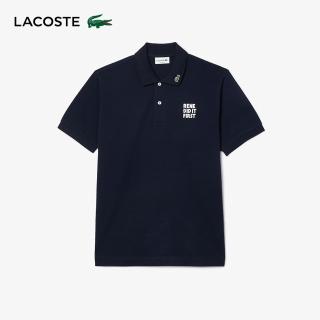 【LACOSTE】男裝-原創 L.12.12 刺繡標語短袖Polo衫(海軍藍)