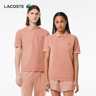 【LACOSTE】中性款-經典版型棉質網眼布短袖Polo衫(粉色)