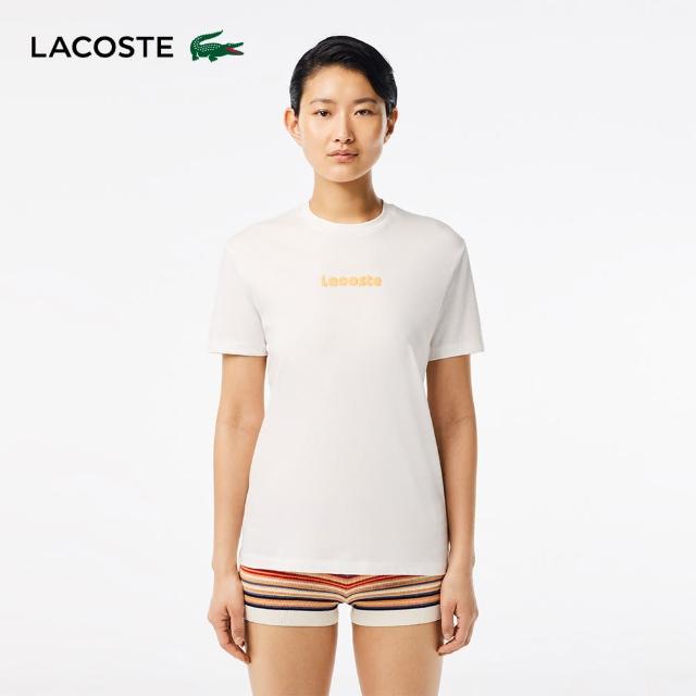 【LACOSTE】女裝-復古印花柔軟棉質短袖T恤(白色)