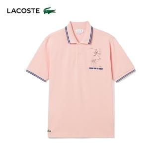 【LACOSTE】男裝-Original L.12.12 刺繡漆皮棉質短袖Polo衫(粉紅色)