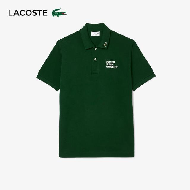 【LACOSTE】男裝-原創 L.12.12 刺繡標語短袖Polo衫(綠色)
