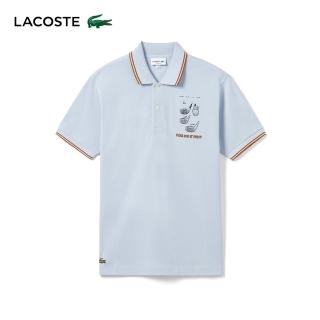 【LACOSTE】男裝-Original L.12.12 刺繡漆皮棉質短袖Polo衫(藍紫色)