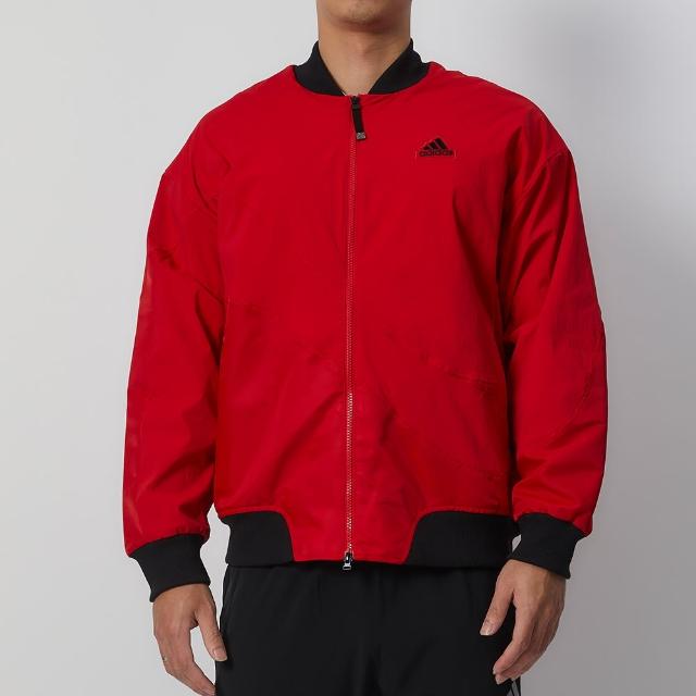 【adidas 愛迪達】CM WV JKT 男款 紅色 舒適 立領 口袋 寬鬆 外套 IZ1614