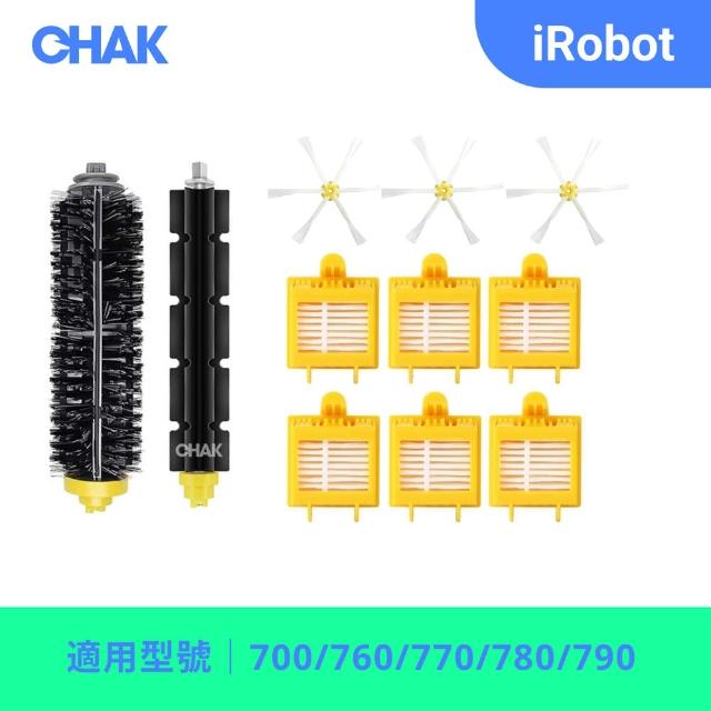 【CHAK恰可】iRobot Roomba 700/760/770/780/790系列 副廠掃地機器人配件耗材超值組(主刷x1 邊刷x3 濾網x6)