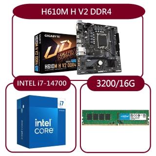 【GIGABYTE 技嘉】組合套餐(Intel i7-14700+技嘉H610M H V2 DDR4+美光DDR4 3200 16G)