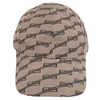 【Balenciaga 巴黎世家】新版經典雙B LOGO緹花棉質個性遮陽帽棒球(淺棕)