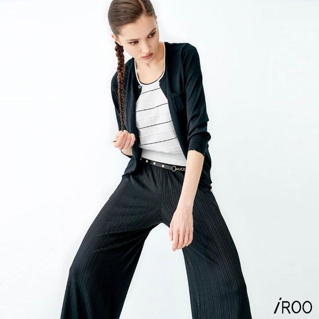 【iROO】黑白假兩件式針織上衣
