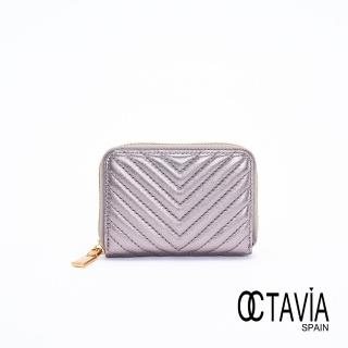 【OCTAVIA 8】OCTAVIA 8 真皮- 小羊皮V紋車線卡片零錢鑰匙小包