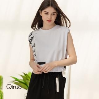 【Qiruo 奇若名品】春夏專櫃黑白色造型七分裙洋裝2147F 眼科圖案設計(時尚春)