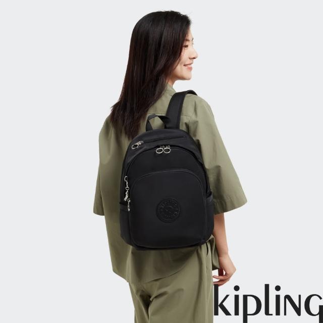 【KIPLING官方旗艦館】黑檀木色上方拉鍊後背包-DELIA