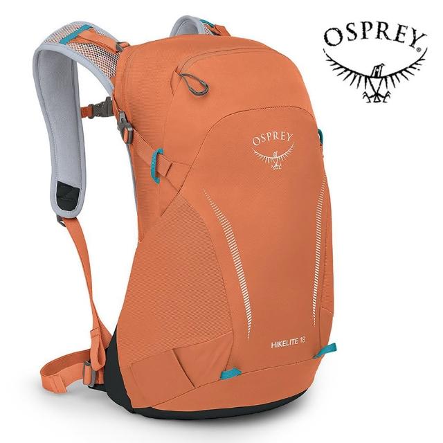 【Osprey】Hikelite 18 輕量網架背包 錦鯉橙(健行背包 運動後背包 多功能背包)